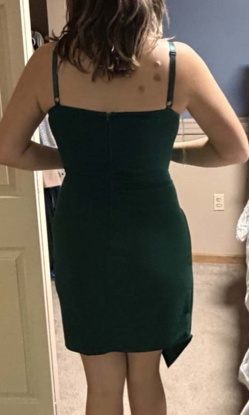 Emerald Green Scoop Neck Tulip Wrap Dress XL Cocktail Party Sleeveless - Picture 7 of 7